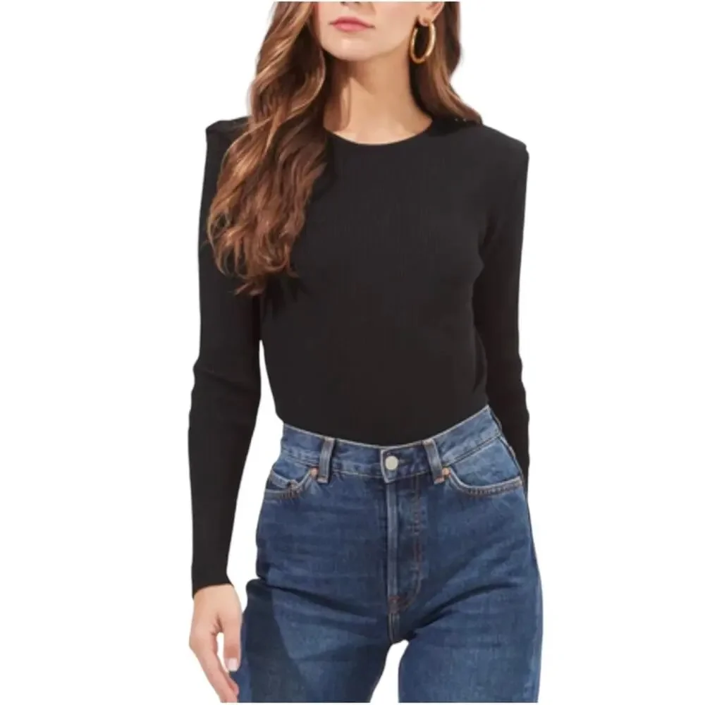 ASTR The Label Felice Long Sleeve Back Cut Out Sweater Black Bodysuit MEDIUM